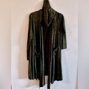 Duster length Dark Green Cardigan 2X